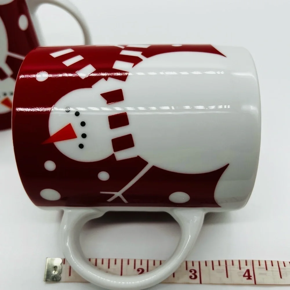 CRATE & BARREL SET OF 2 VINTAGE 2006 SNOWMAN MUGS WITH TAGS